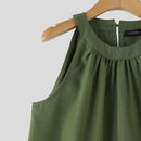 ZANZEA Summer Halter Sleeveless Tiered Dress Women Korean Ruffle Patchwork Robe 2024 Beach O-neck Loose Sundress Sweety Vestidos