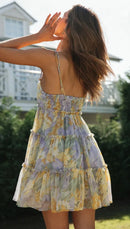 Spaghetti Strap Flower Chiffon Mini Dress