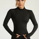 Seamless Sports Outerwear Yoga Coat Cropped Jacket for Gym Running High Waisted Moisture Wicking Workout Top with  Coat Women