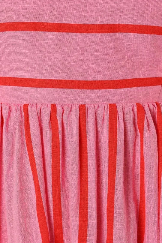 Spring And Summer Striped Vest Backless Large Swing New Dress For Women, Collarless And Sleeveless Oversized Swing Dress