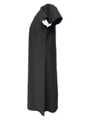 2024 Spring Summer Women's V-Neck Midi Dress Soft Stretch Office Casual Chic Solid Color No Belt Included