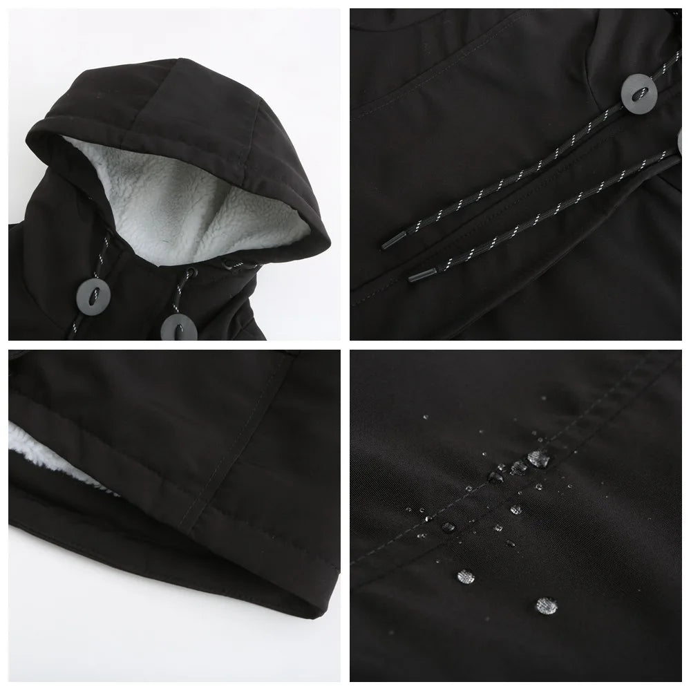 Women's Warm Hooded Parkas, Thick Plush Coats, Female Mid-Long Cotton Jacket, Winter Outwear, Big Size, S-5XL