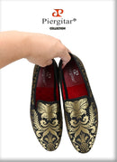 Piergitar 2023 New Upgrade Style Baroque Gold Jacquard Silk Men Loafers For Party Pair With Gold Suit Plus Size Moccasins