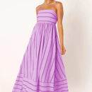 Spring And Summer Striped Vest Backless Large Swing New Dress For Women, Collarless And Sleeveless Oversized Swing Dress