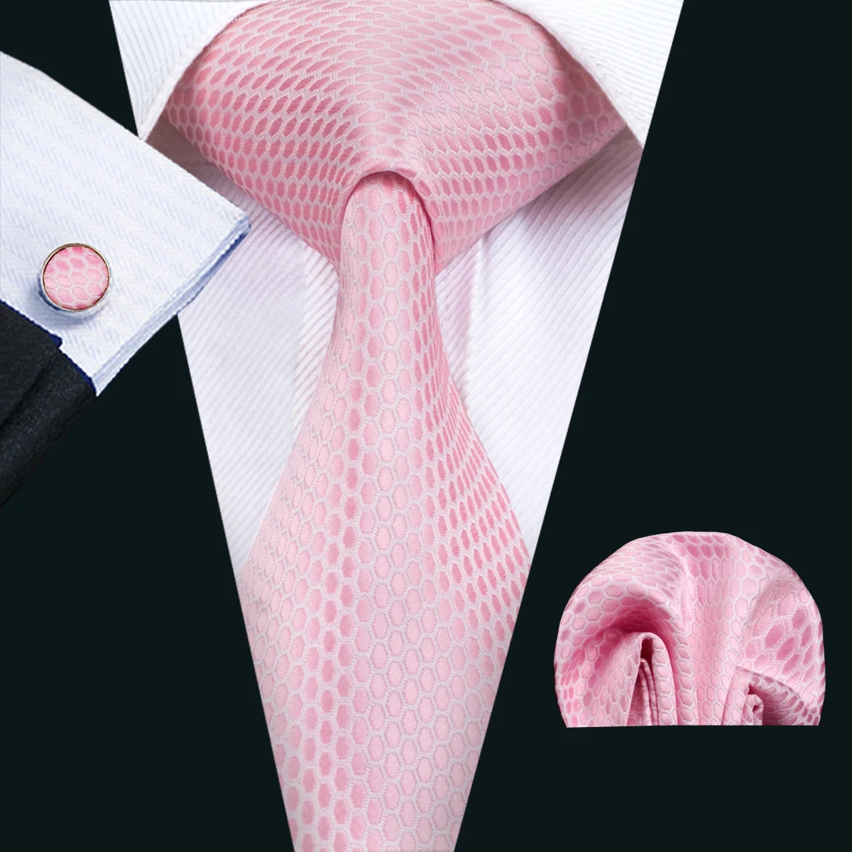 Peach Pink Wedding Ties For Men Exquisite Paisley Silk Pocket Square Cufflink Sets Fashion Woven Suit Necktie Groom Barry.Wang