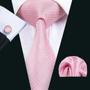 Peach Pink Wedding Ties For Men Exquisite Paisley Silk Pocket Square Cufflink Sets Fashion Woven Suit Necktie Groom Barry.Wang