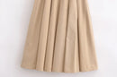 2025 Woman Dresses Belt pleated Midi Dress Sleeveless