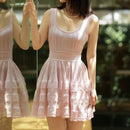 2025 Summer New in Pink Sleeveless Ribbed Knit Bodycon Mini Dress Versatile Work & Casual Outfit