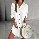 Fashion casual long sleeve lapel button down shirt dress for women