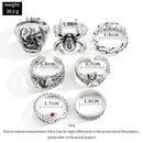 7pcs Set Punk Hip Hop Stainless Steel Ring