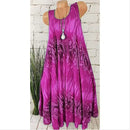 Elegant Floral Printed Lace Stitching O-Neck Sleeveless Women Summer Loose Tank Dress 2024