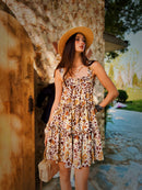 Summer Print Spaghetti Strap Dress Women's Dress Backless Long Camisole Dress Knee-Length Skirt Y2K 2025 New DABUWAWA DM2BDR002