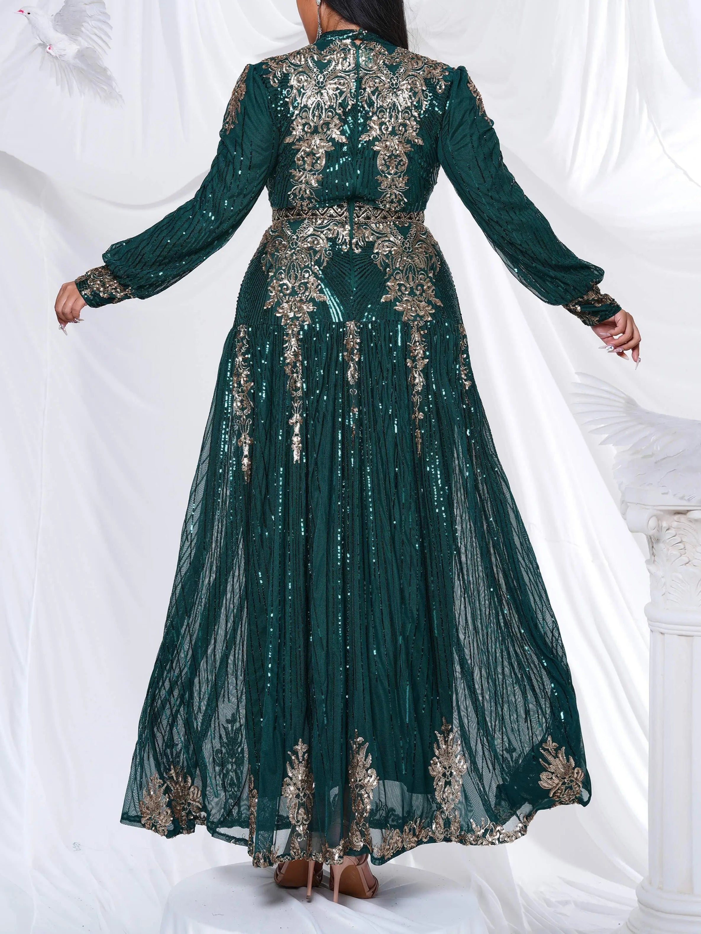 Women's Plus size Sequins High Neck Dress