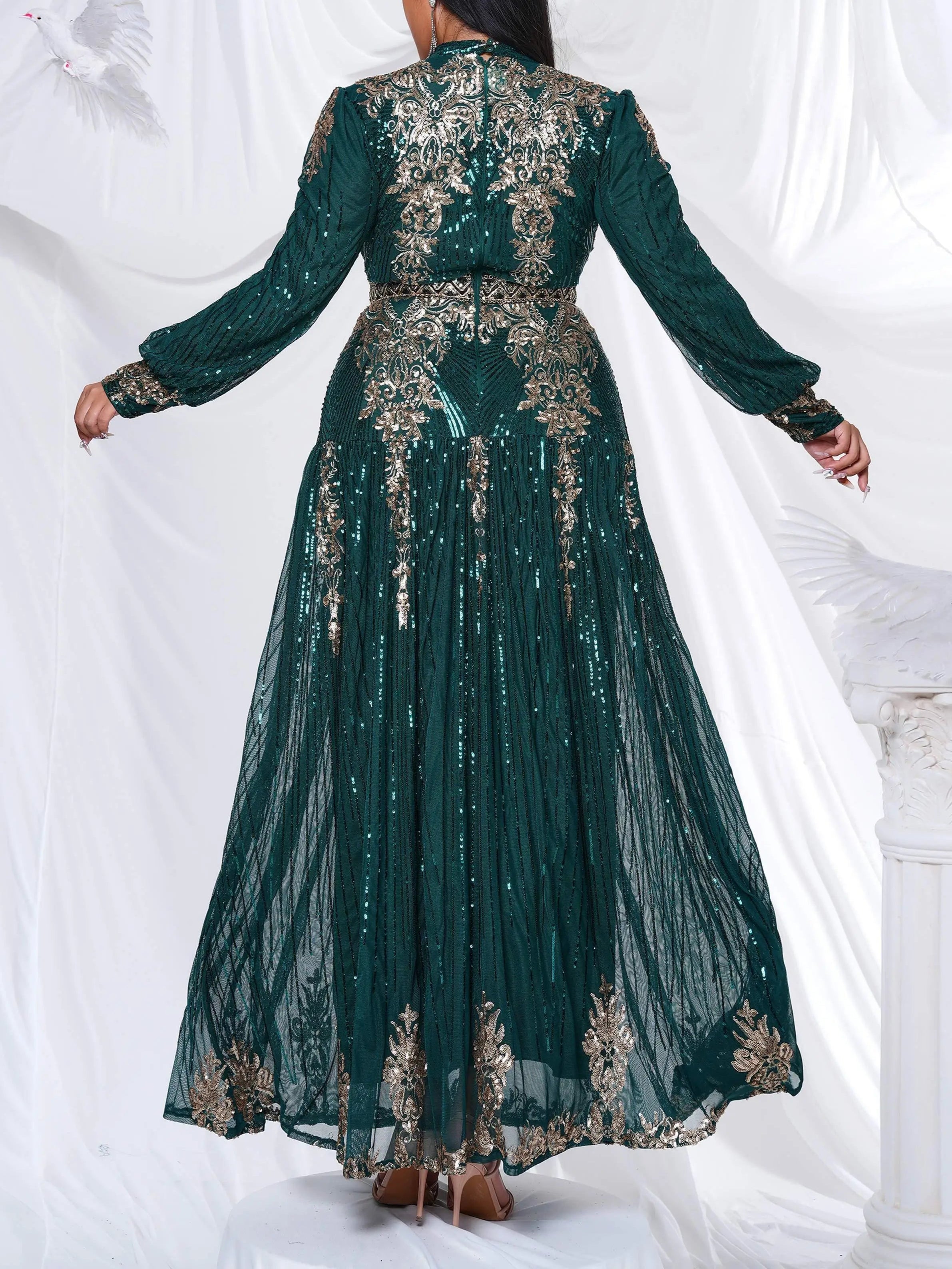 Women's Plus size Sequins High Neck Dress