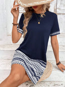 Women's Short Sleeve Bodycon Dress Geometric Print Spring Summer Music Festival Casual Fashion Ladies' Tight Dress