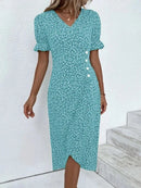 Women's V-Neck Floral Midi Dress