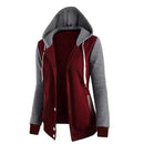 Drawstring Women Jacket Fall Winter Color Block Sports Hoodie Jacket Button Hooded Long Sleeve Hoodies Jogging Women Sweatshirts