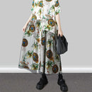Stripe Print Mid Length Buttoned Midi Dress