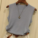Summer New Fashion O-neck Sleeveless Casual Thin Tops