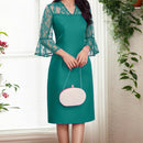 Lace V-Neck Satin Dress