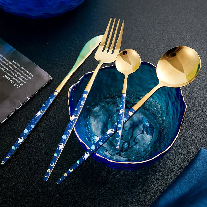 Christmas Starry Sky Western Food Tableware Set