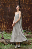 Cotton Linen Long Spaghetti Strap Dress