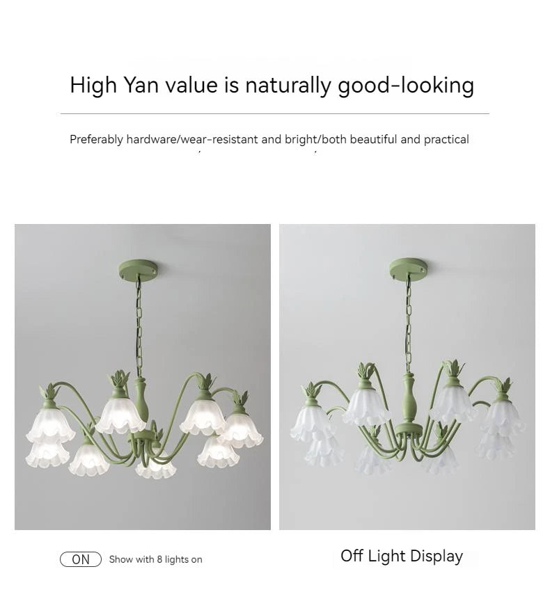 Green Pastoral Style Flower Pendel Chandelier