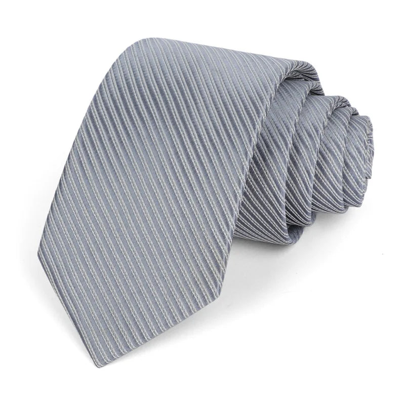 Fashion 8CM Mens Necktie Silver Light Grey Color Stripes Floral Plaid Ties For Man Groom Neck Tie For Business Wedding Party