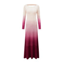Tie-Dye Gradient Spring/Autumn Dress with Exquisite Back Cutout and Elegant Long Skirt