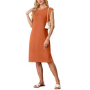 New Fashion And Multifunctional Temperament Round Neck Neck Sleeves Solid Color Summer Dress