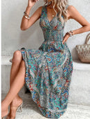 Summer Boho Print Women Fashion Sleeveless Beach Party Dresses