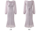 Elegant Purple Long Sleeve Dress for Women Summer Slim Fit Mermaid Maxi Dress High Waist Bodycon Formal Outfit for Petite Ladies