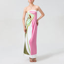 Tube Bodycon Dress Women Elegant Avocado Print Strapless Elegant Maxi Dress Sleeveless Holiday Robes Summer Chic Long Dress
