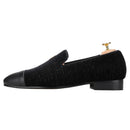 Piergitar 2022 New Summer Style Mulberry Silk Velvet Stitching Leather Slip-On Men's Loafers With Lightning Buckle For Wedding