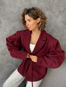 Trendy Lace-up Waist Cinching Blazer Woman Casual V-neck Solid Office Outerwear 2025 Autumn New Commute Long Sleeve Short Coats