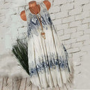 Elegant Floral Printed Lace Stitching O-Neck Sleeveless Women Summer Loose Tank Dress 2024