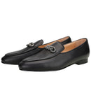 New Style Men's Loafers with Rhinestone Buckles for Weddings and Parties Handmade Genuine Leather Smoking Shoes