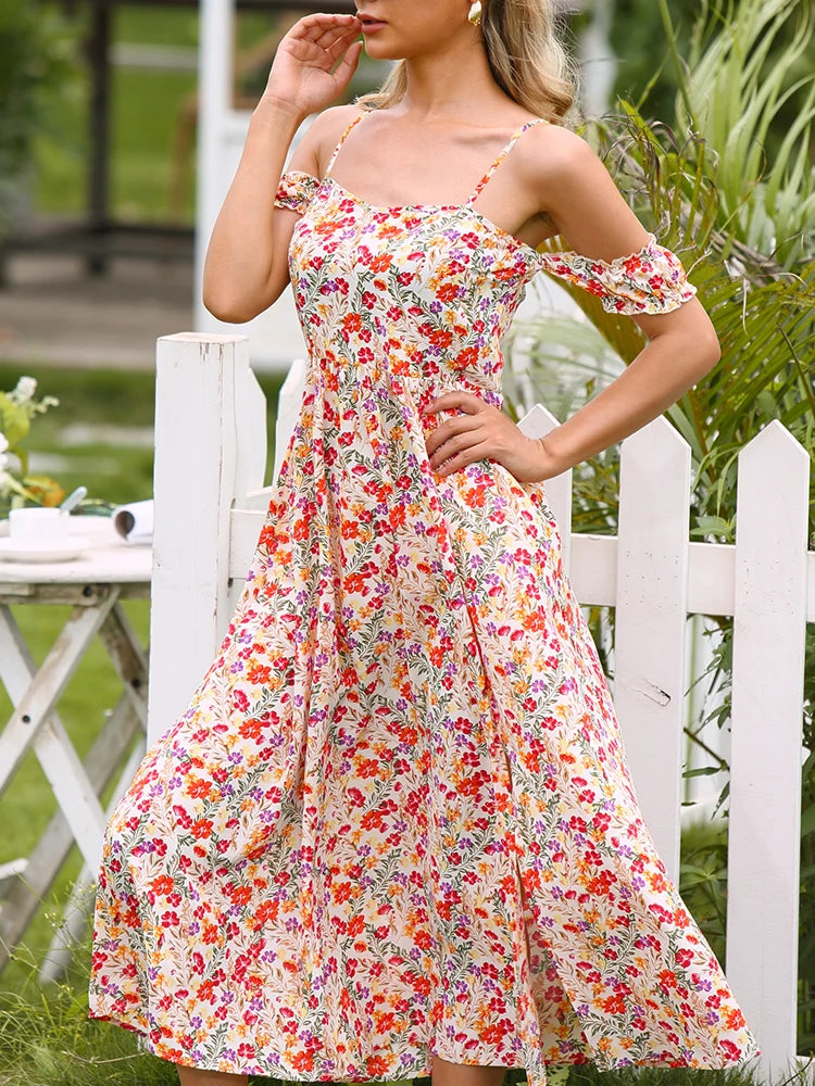 Women's Printed Botanical Floral Dress