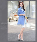 2025Spring Autumn New Windbreaker Coat Women Fashion Slim Mid Long Lace Trench Coat Female Casual Double-breasted Outerwear Tops