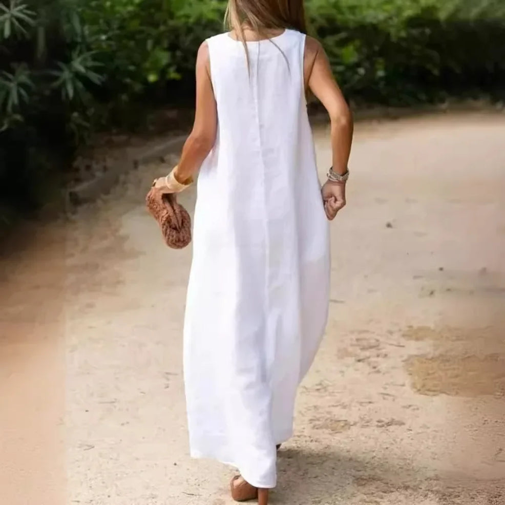 Women's Sleeveless Loose-fitting Spring Cotton Linen Dress