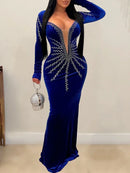 Deep V- Neck Velvet Dress