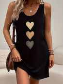 Women's Summer Sleeveless Tank Top Dress Sexy Women's summer loose sleeveless short mini dress with black print