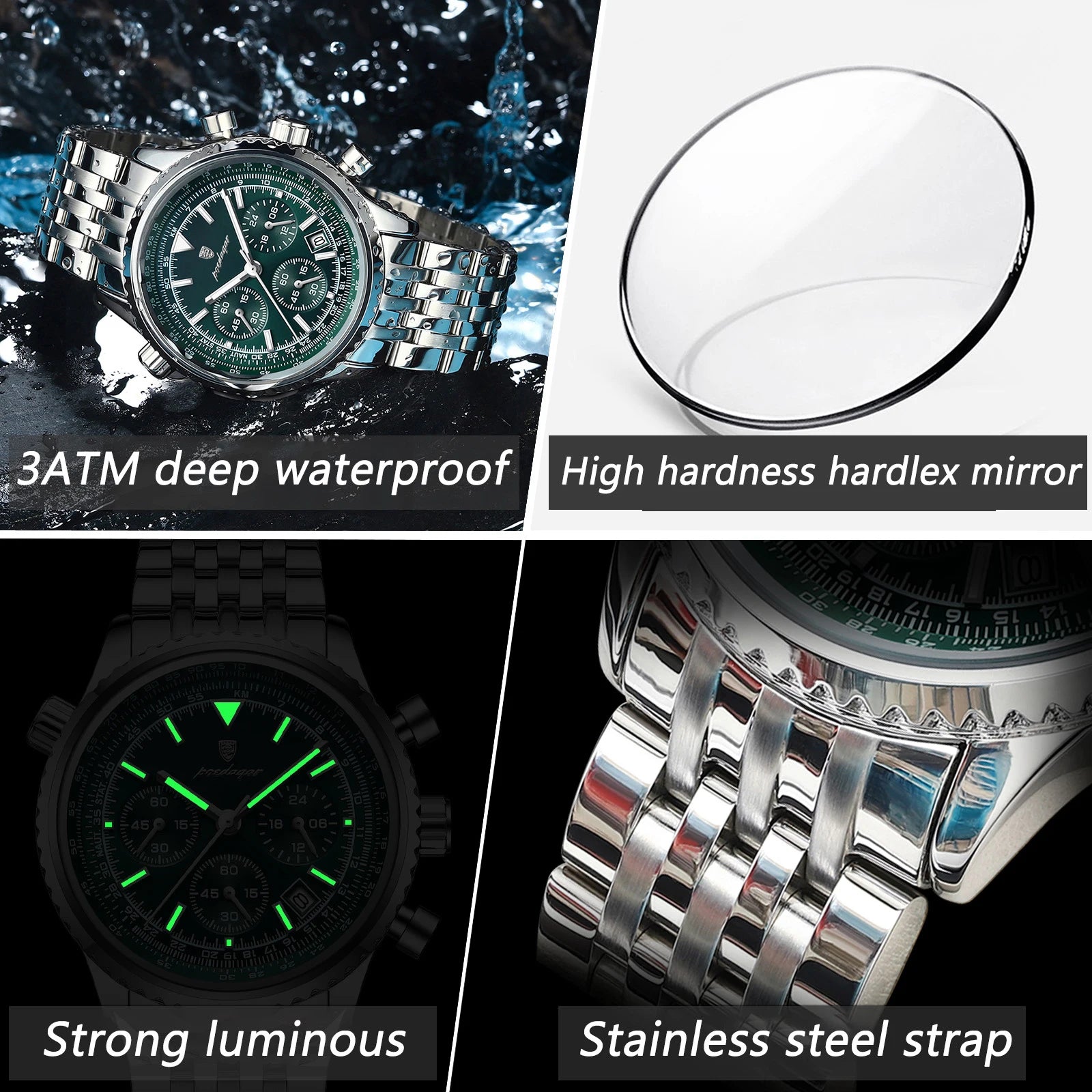 Men Waterproof Luminous Date Chronograph Watch