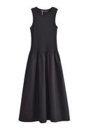 Fashion temperament European and American style summer women's clothing new two-color splicing long vest dress