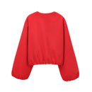 TRAF Red Zipper Bomber Jackets for Women Soft Cropped Jackets Woman 2024 Long Sleeve Woman's Sports Jacket New in Outerwears
