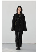 CHIC VEN Women's Woolen Coat Heavy Industry Down Jacket Vintage V-Neck Woman Down Coat Female Tops Autumn Winter 2024