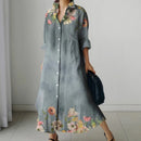 Women’s Floral Print V-Neck Pocket Dress