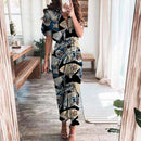 Women's Boho Print Turn-down Collar Dress