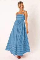 Spring And Summer Striped Vest Backless Large Swing New Dress For Women, Collarless And Sleeveless Oversized Swing Dress