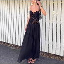 Women's Sleeveless High Waist Pleated Hollow Lace Dress
